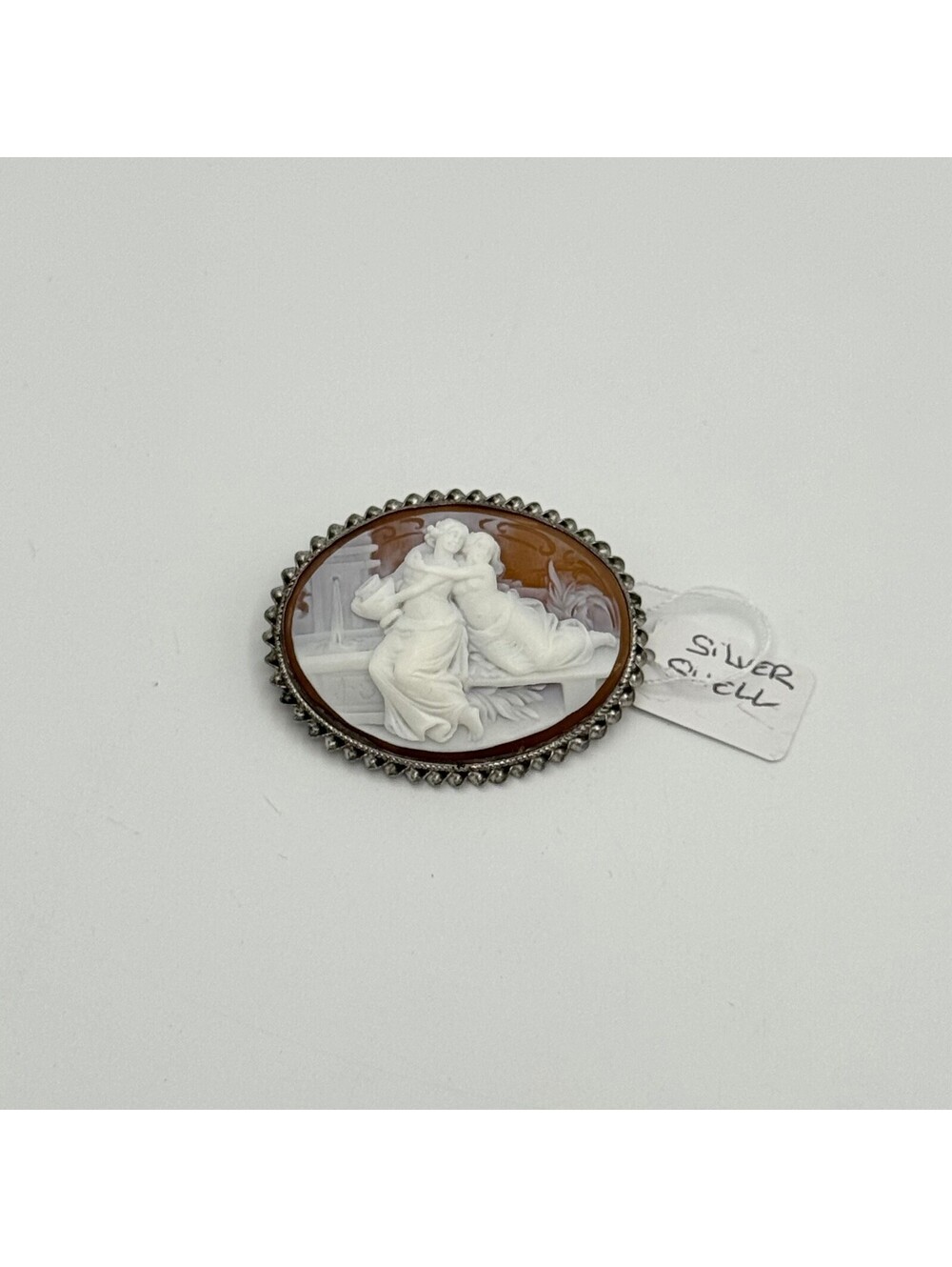 Sterling Silver, Shell Cameo Brooch